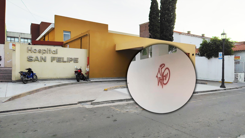 Graffiti vandaliza la fachada del Hospital San Felipe en menos de 48 Horas de ser pintada