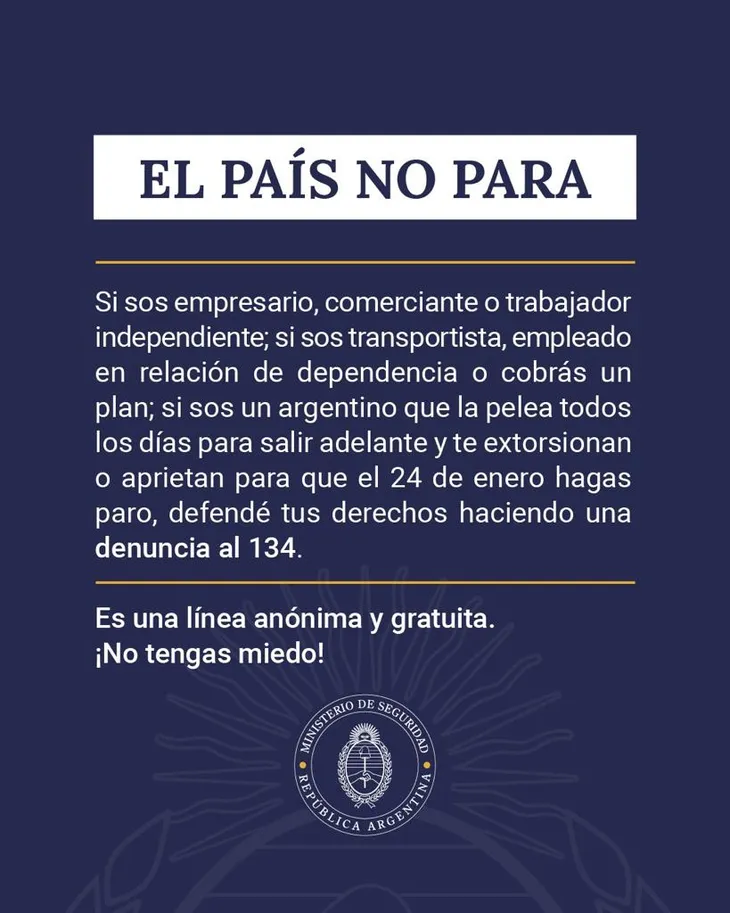 La línea 134 recibió un total de 57.300 de extorsión y aprietes